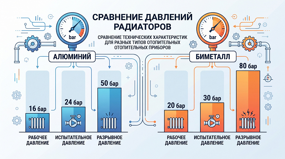 Давление: 16 бар против 20